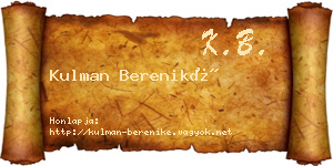 Kulman Bereniké névjegykártya